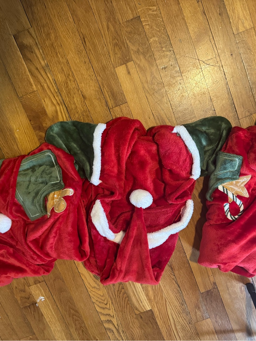 Festive Red Hooded blanket Plush Holiday Design.  Three of them.  Sold together